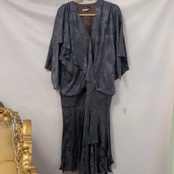 VINTAGE‎ SAINT ROMEI 100% SILK EVENING HOLIDAY DRESS SIZE 12 - Picture 1 of 7
